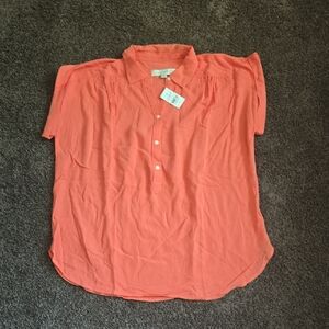 NEW Ann Taylor Loft Coral Dolman Sleeve Henley Top S